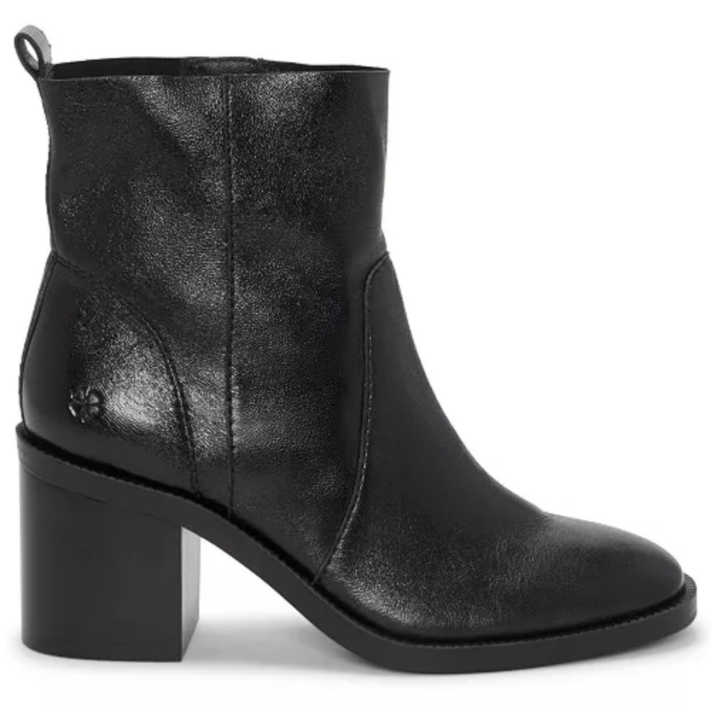 Lucky Brand Women's Stacked Heel Booties in Black Leather Size 7M - Picture 4 of 12